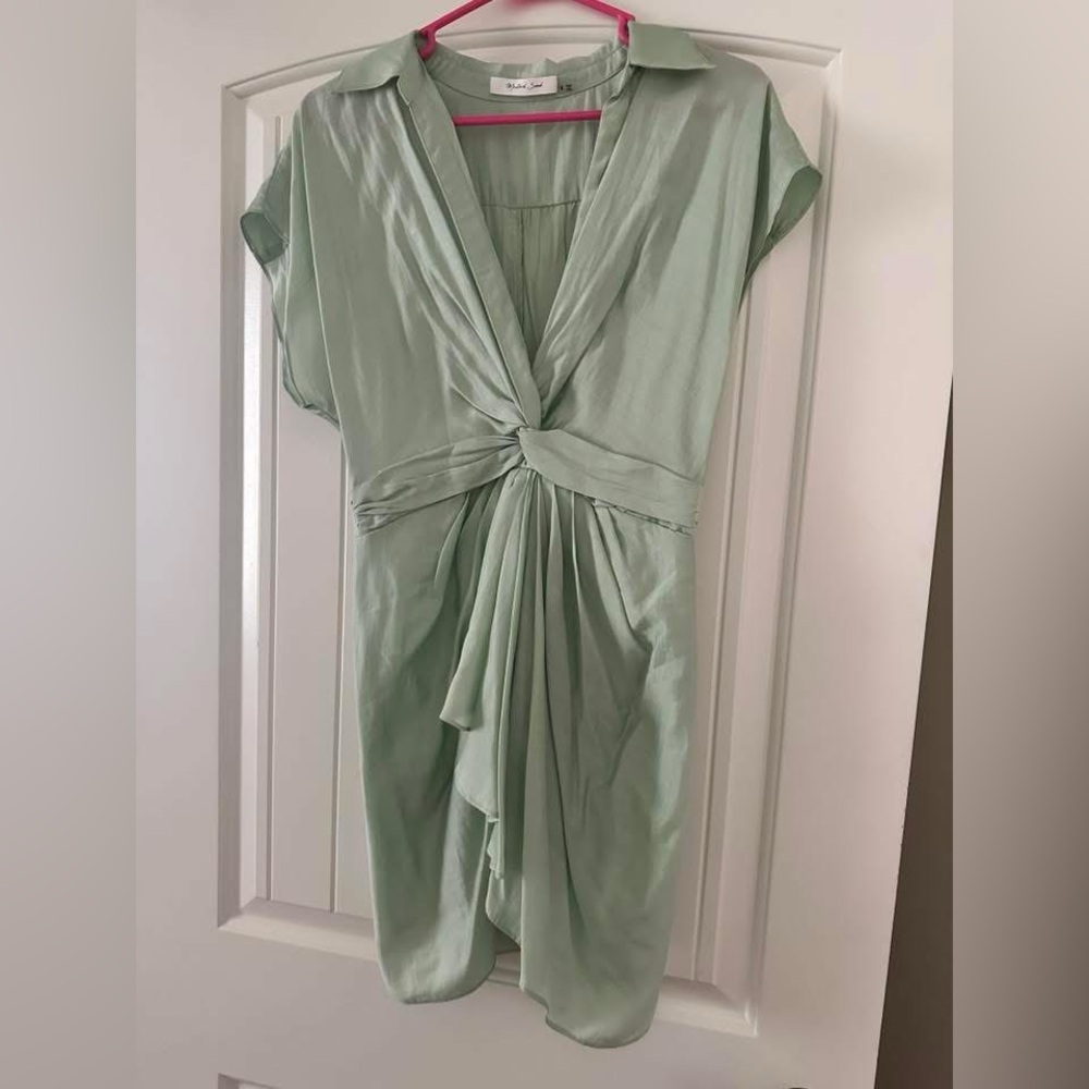 Elegant Sage Green Draped Dress
